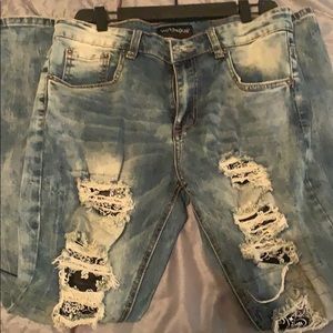 Men’s Jeans with Bandana prints inside openings